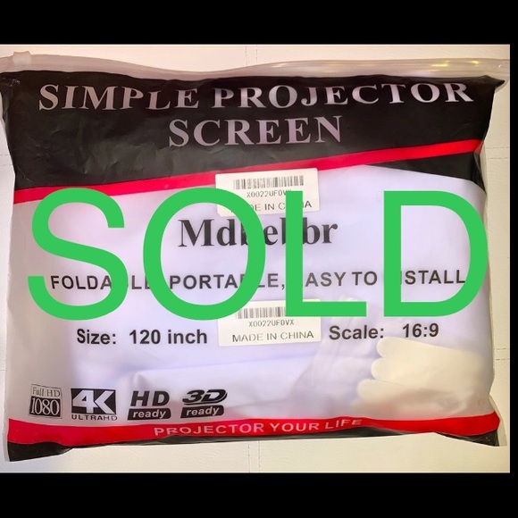 Mdbebbron 120” Projection Screen, Wall Mount, Polyester, 104"x58", Matte, NWOT - Picture 1 of 3